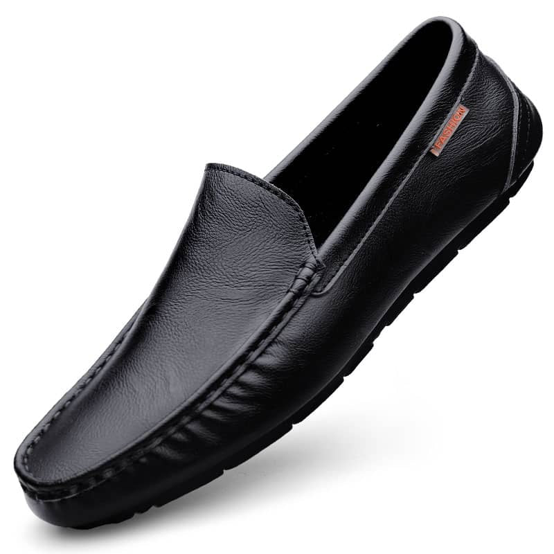 Andningsbara svarta loafers i syntetläder för herrar