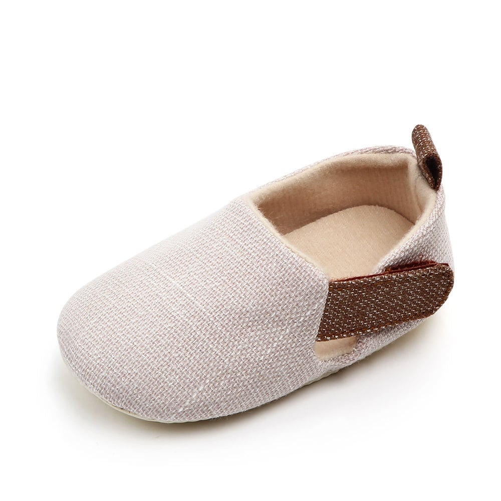 Beige mockasiner i bomull för babys första steg