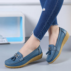 Tofs-loafers med båtskoinspiration för kvinnor, Blå
