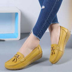Tofs-loafers med båtskoinspiration för kvinnor, Gul