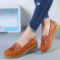 Tofs-loafers med båtskoinspiration för kvinnor, Orange