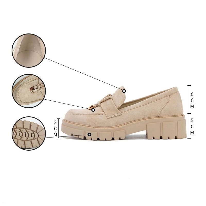 Beige loafers med tofs och tjock sula för dam, bild 6 av 6