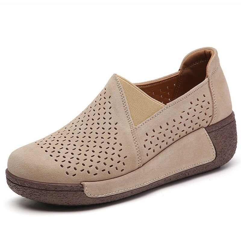 Bekväma perforerade loafers med kilsula för dam, bild 2 av 11