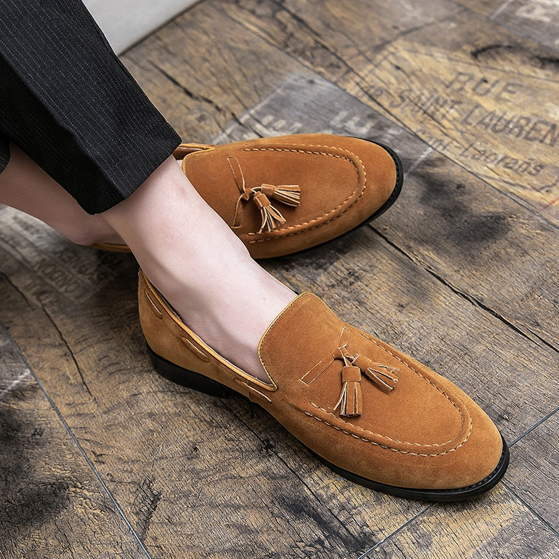 Loafers med tofsar i mockaeffekt kamelbeige, bild 9 av 9
