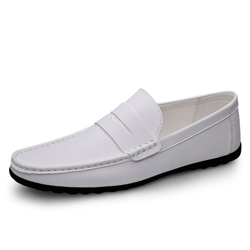 Avslappnade loafers i vit lädereffekt för herrar, bild 2 av 3