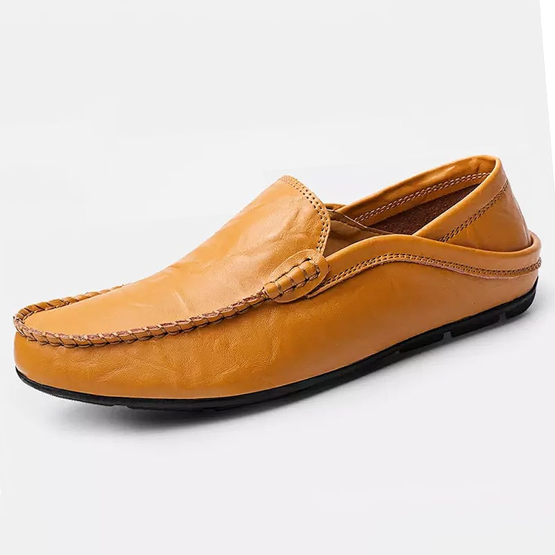 Avslappnade bruna loafers i syntetiskt läder för män