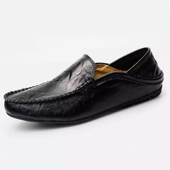 Avslappnade loafers i syntetiskt läder för män, Svart