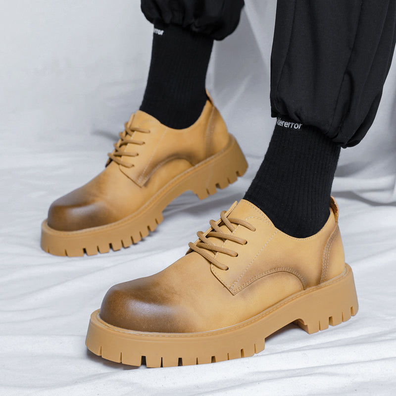 Avslappnade loafers med platåsula i äkta läder för herrar, bild 4 av 9