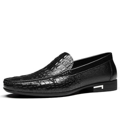 Avslappnade läderloafers för herrar, Svart