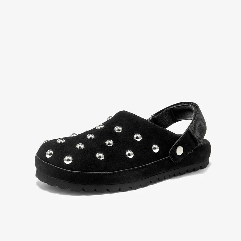 Clogs dam med nitar i mocka, kamel