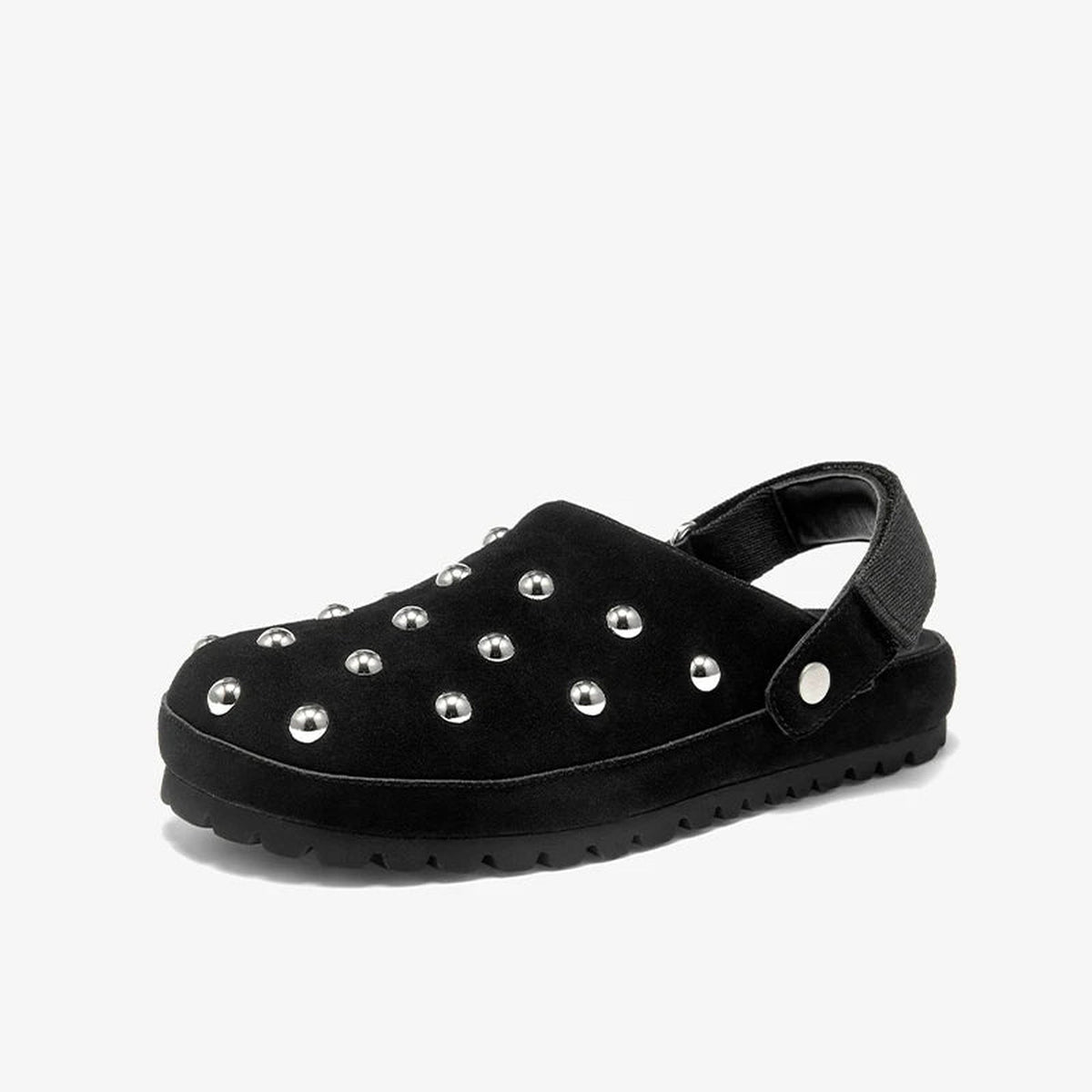 Clogs dam med nitar i mocka, kamel