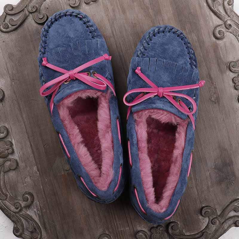 Fodrade mockasinloafers med rosett för damer, bild 4 av 10