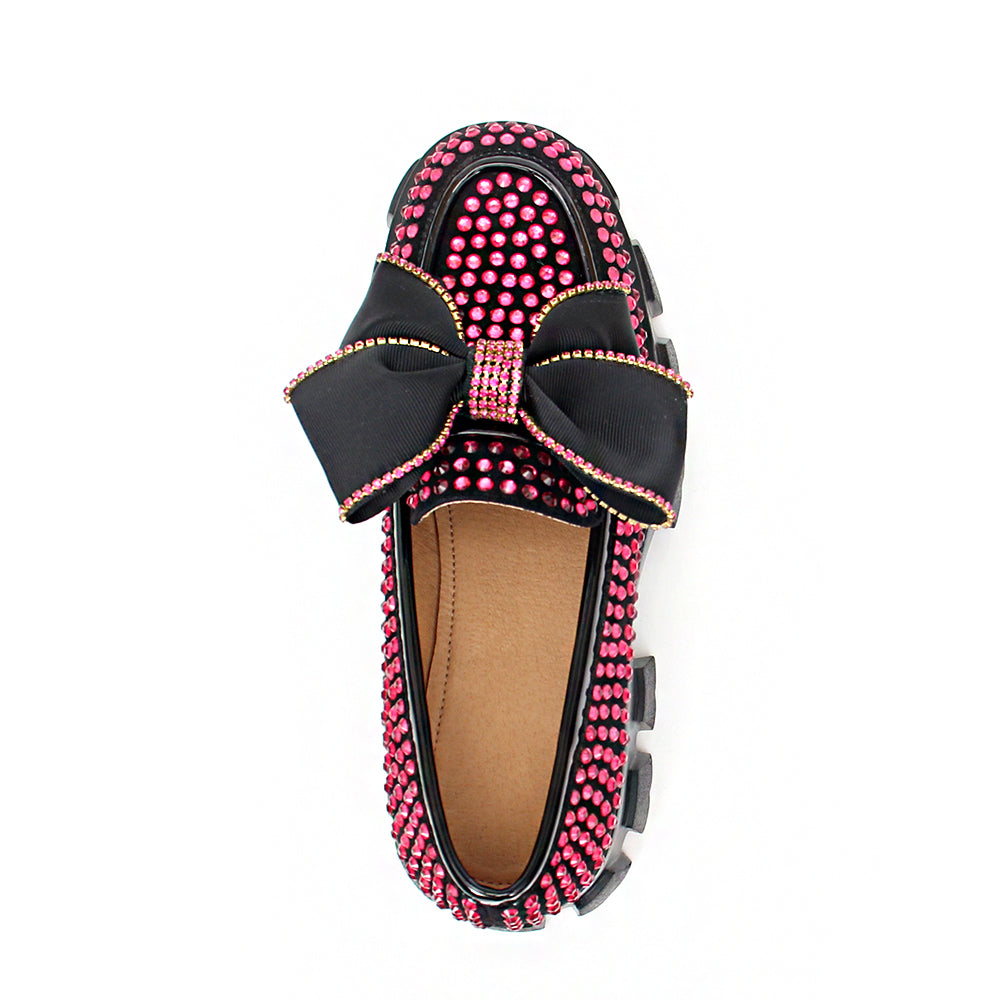Plattformsmockasiner med rosa strass-fjäril för kvinnor, bild 3 av 5