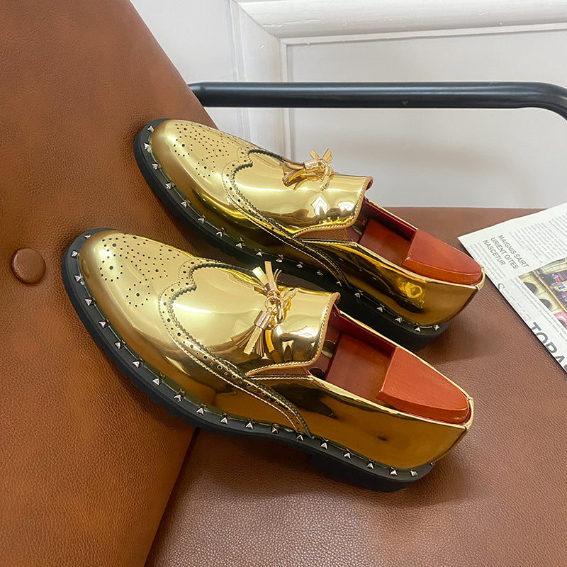 Eleganta gyllene loafers för herrar, bild 5 av 6