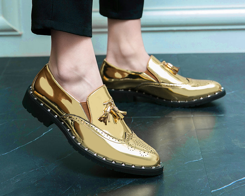 Eleganta gyllene loafers för herrar, bild 2 av 6