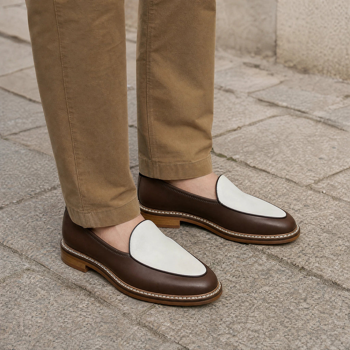Eleganta herrloafers med synliga sömmar, svart