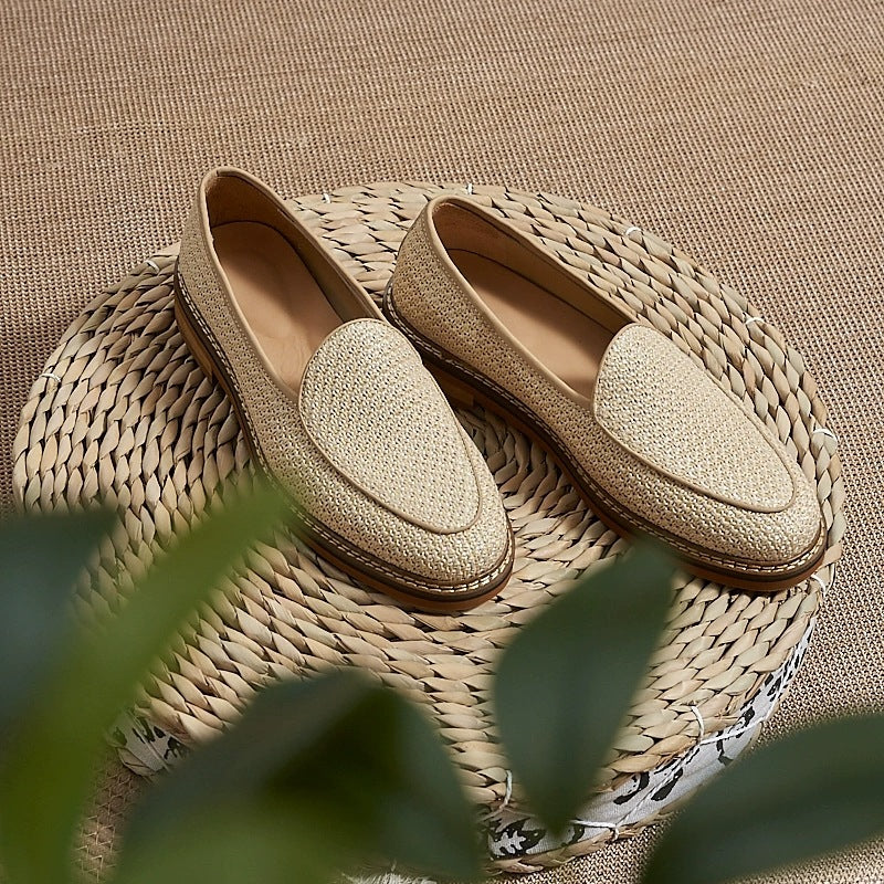 Eleganta herrloafers med synliga sömmar, beige, bild 6