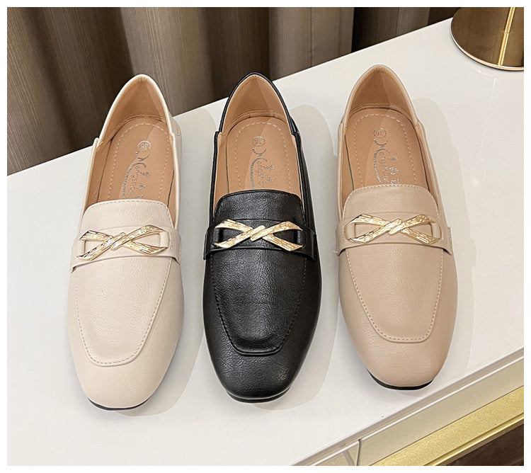 Eleganta loafers med guldrosett för dam, bild 3 av 5