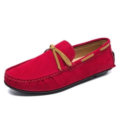 Färgade slip-on-loafers i mockaeffekt för män, Röd