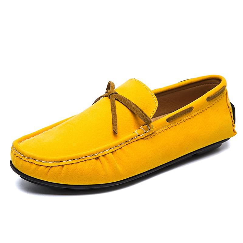Färgade gula slip-on-loafers i mockaeffekt för män