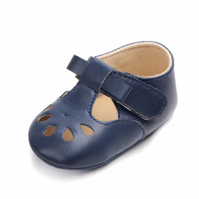 Mjuka halvöppna blå loafers för babyflicka
