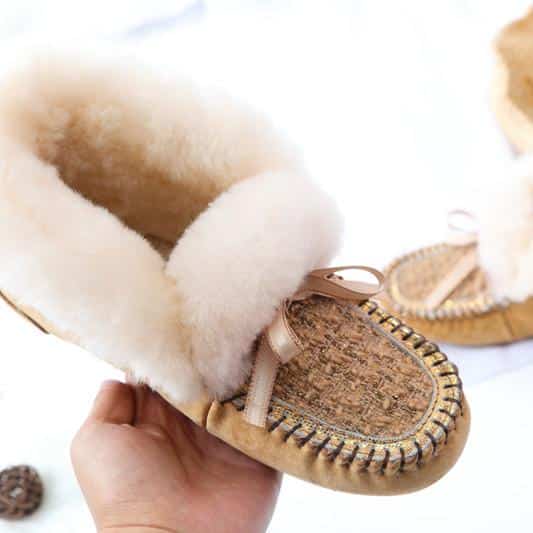 Indianska mockasiner i fodrat mocka med tweed-skaft, bild 9 av 15