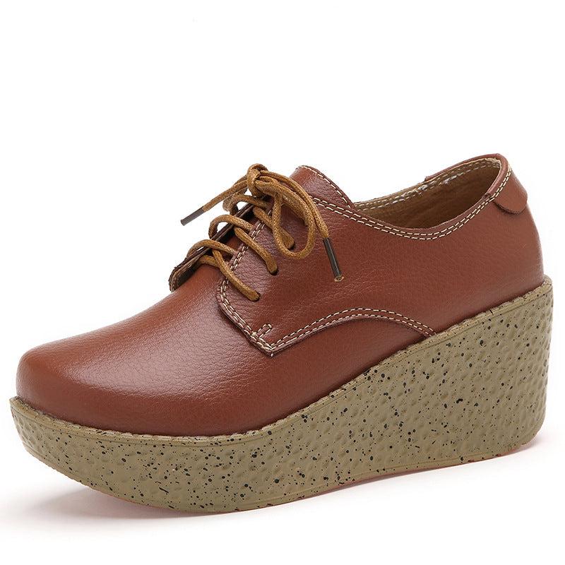 Bruna kilklackar loafers i konstläder för kvinnor