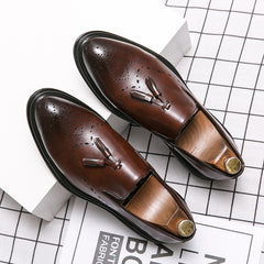 Klassiska loafers med tofsar för herr, Brun