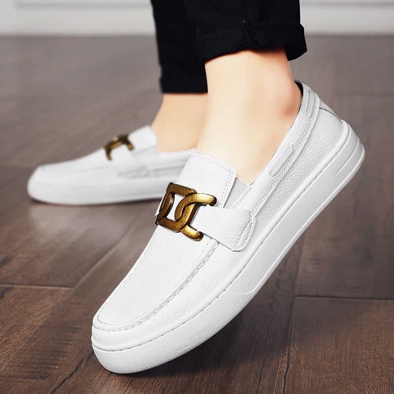 Klassiska loafers i vitt konstläder för herrar, bild 3 av 3