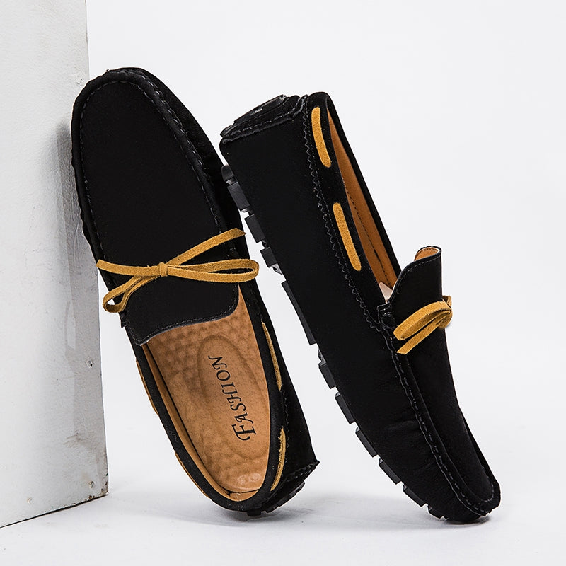 Lätta beige loafers i syntetmocka för herrar