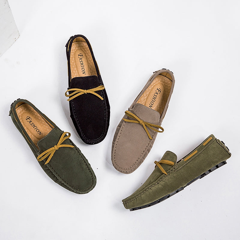Lätta khakifärgade loafers i syntetmocka för herrar
