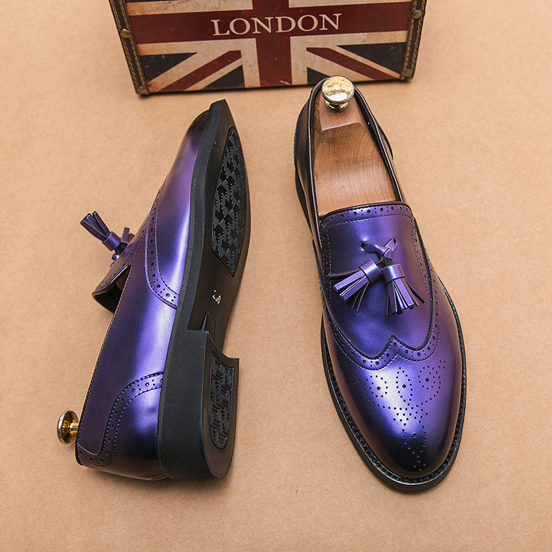 Metalliska lila tofsmokasiner för herrar, bild 4 av 4