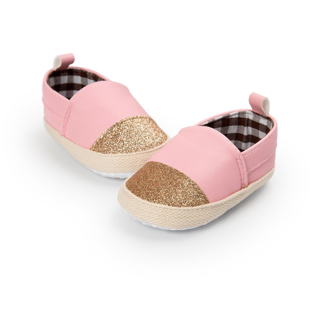 Tvåfärgade glänsande rosa slip-on-loafers för babyflicka