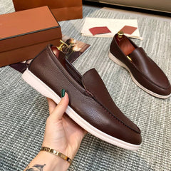 Ljusbruna loafers herr, slip-on med bekväm sula, Brun