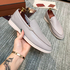 Ljusbruna loafers herr, slip-on med bekväm sula, Grå
