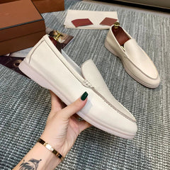 Ljusbruna loafers herr, slip-on med bekväm sula, Beige