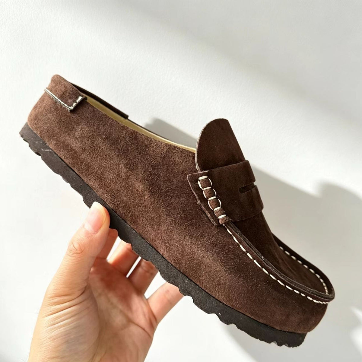 Loafer-clog i mocka, sand