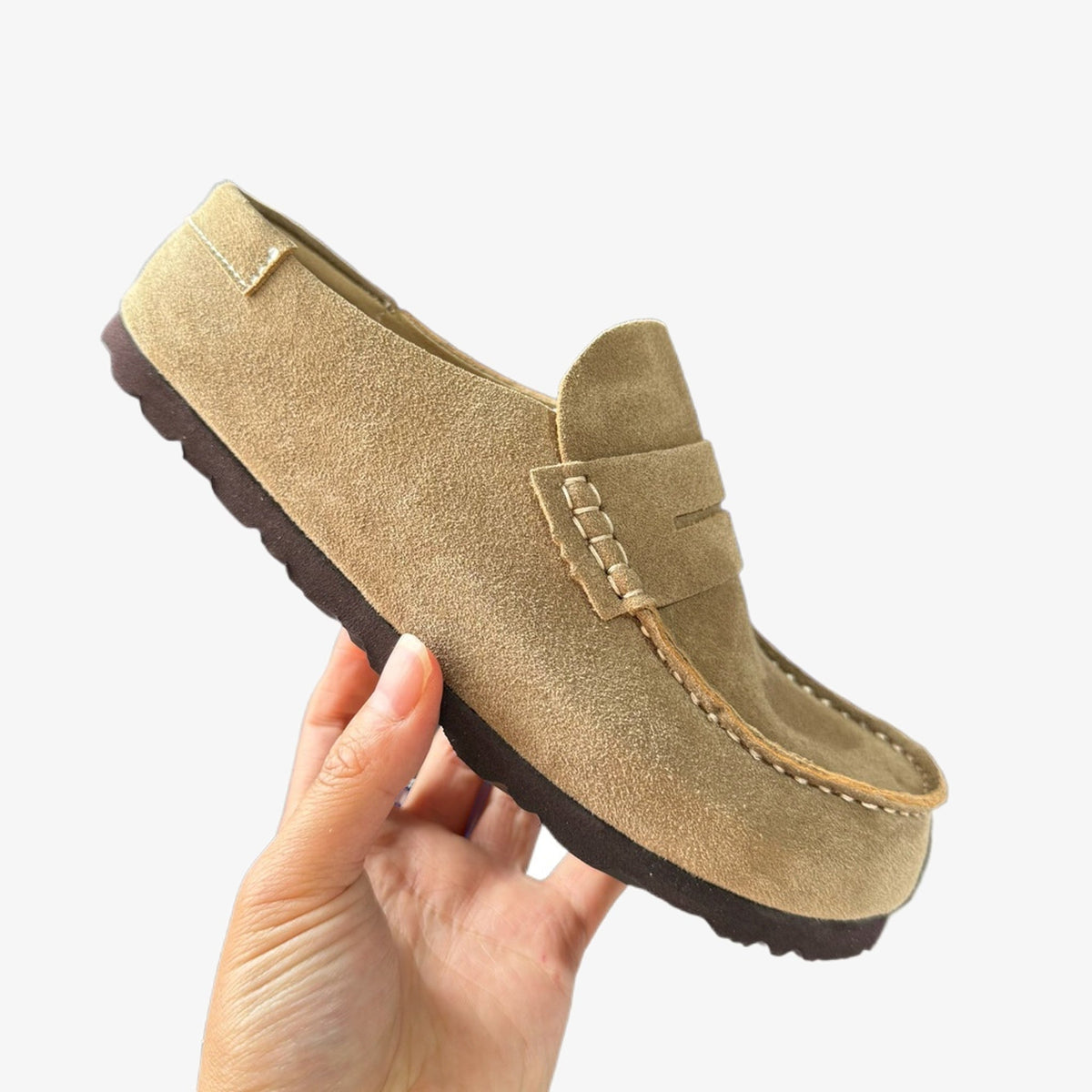 Loafer-clog i mocka, detaljbild