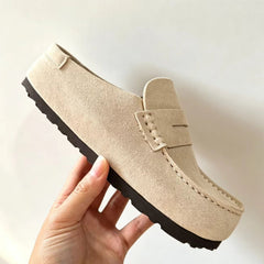 Loafer-clog i mocka att kliva i, Beige