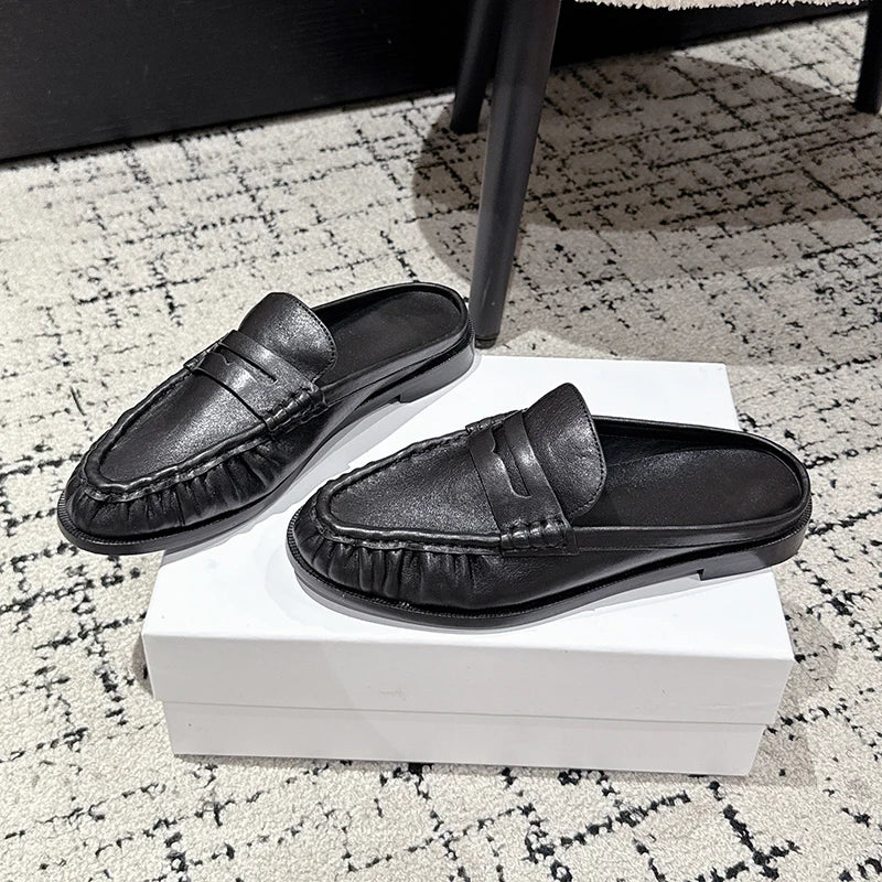 Loafer-mule dam i svart mocka