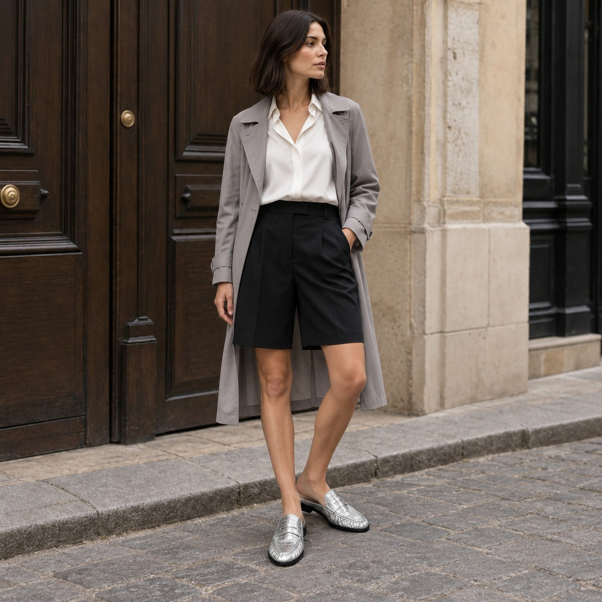Loafer-mule dam i bordeaux Bild