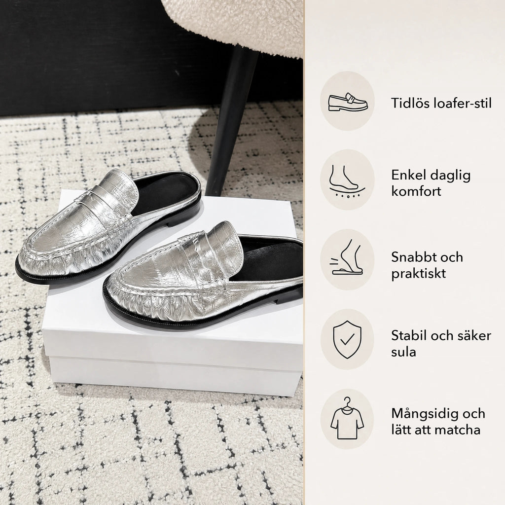 Loafer-mule dam i silver