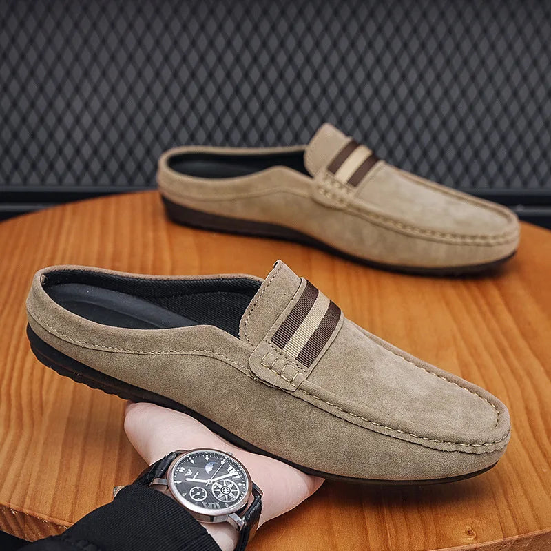 Loafer-mule herr med randigt band, blå