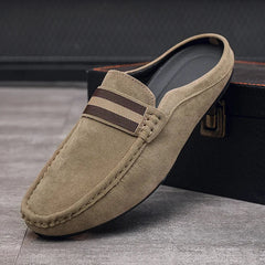 Loafer-mule herr med randigt band, att kliva i, Beige