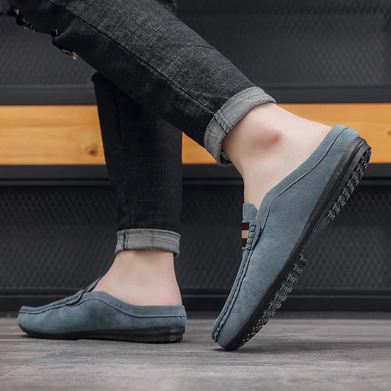 Loafer-mule herr med randigt band, detaljbild