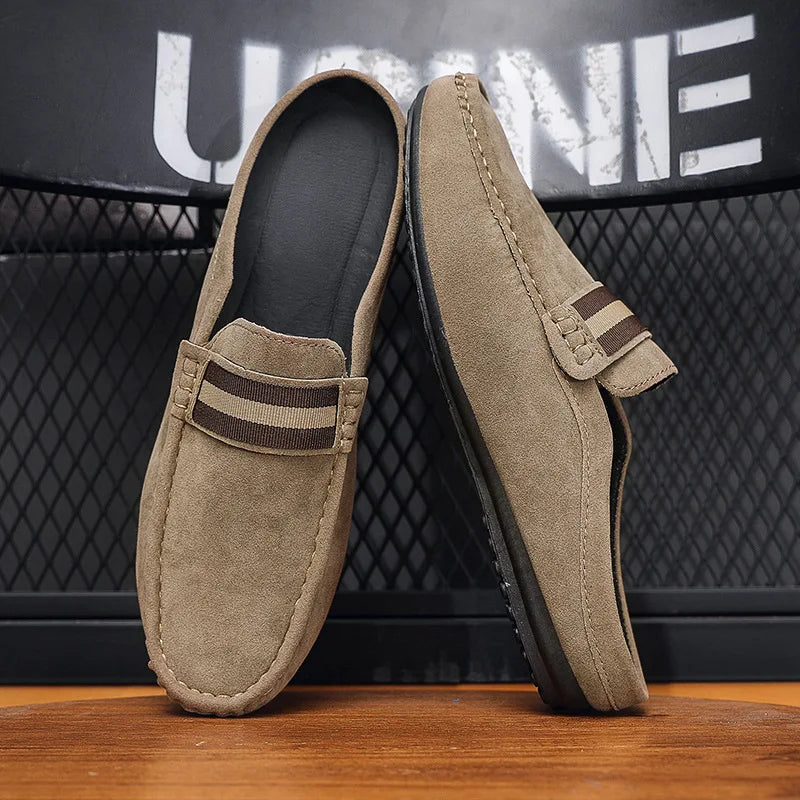 Loafer-mule herr med randigt band, sedd bakifrån