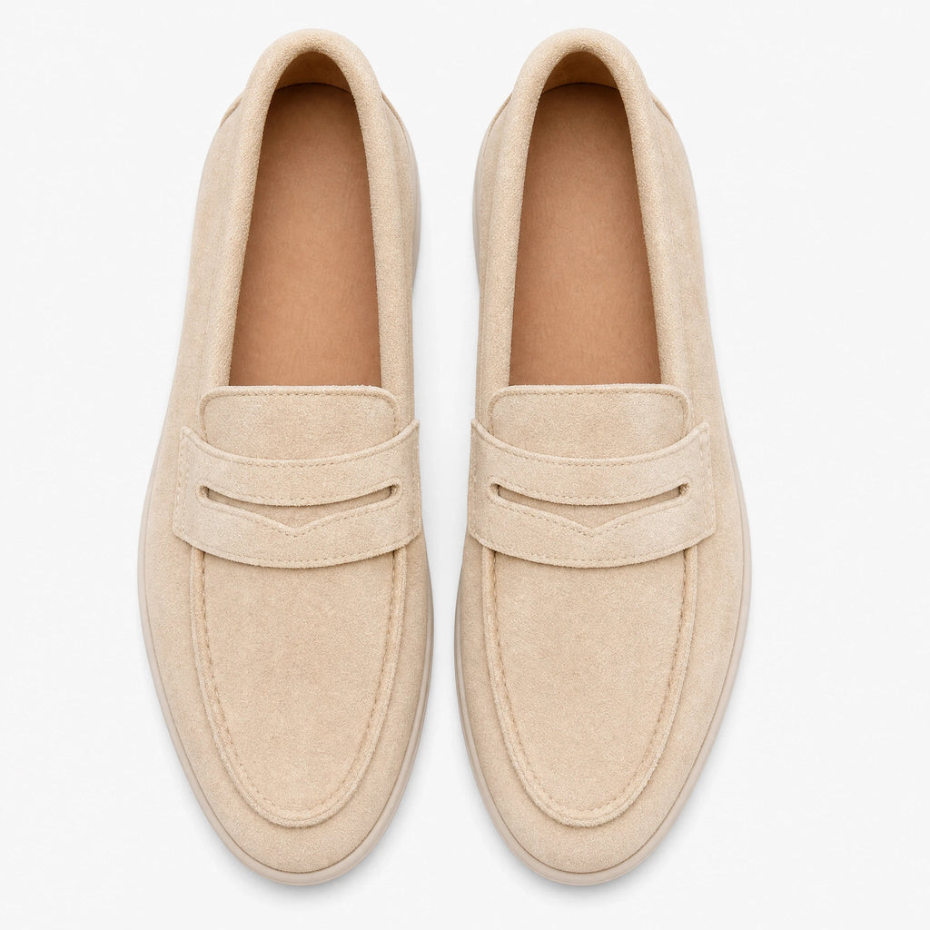 Damloafers med band och vit sula, beige