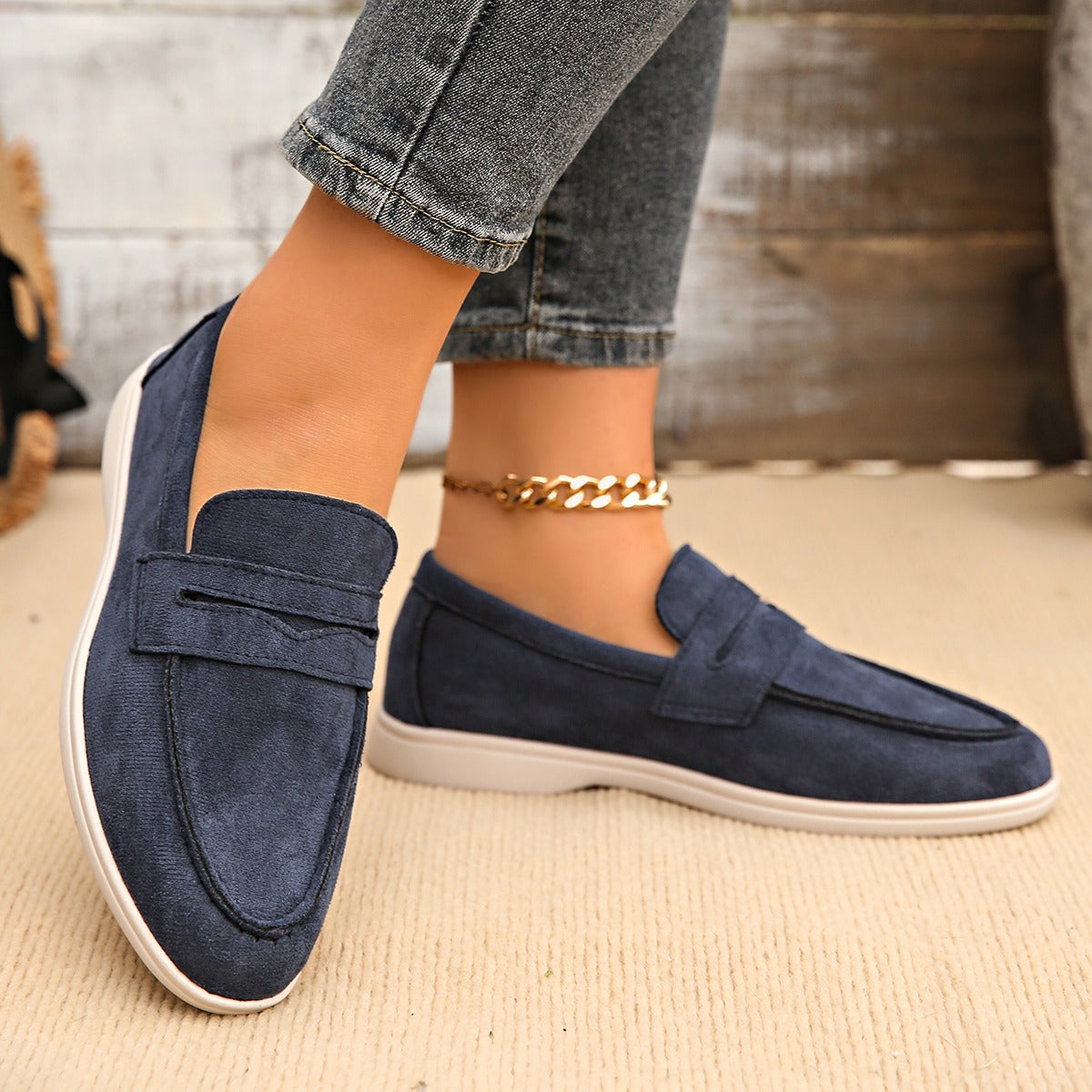 Damloafers med band och vit sula, camel, bild 14