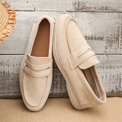 Damloafers med band och kontrasterande vit sula, Beige