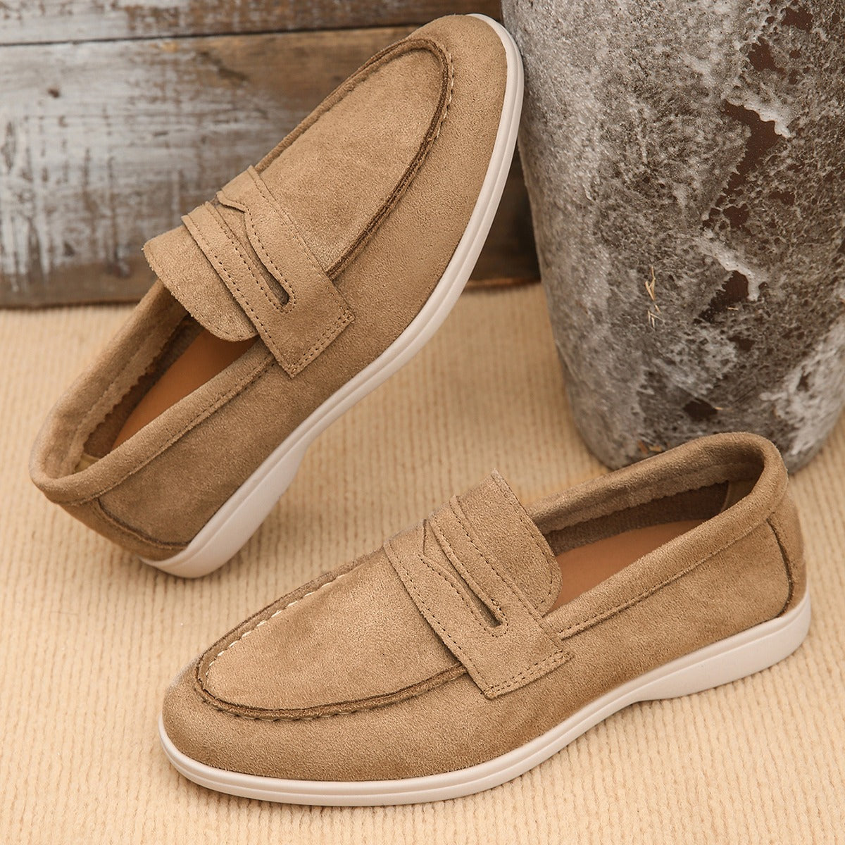 Damloafers med band och vit sula, camel, bild 6